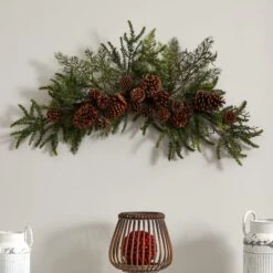30" Green Pine & Pinecone Swag 7 30" Green Pine & Pinecone Swag -Northlight Decor Store D292897S 13