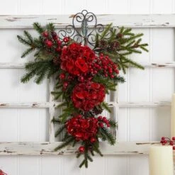 2.25ft. Christmas Hydrangea Teardrop Swag -Northlight Decor Store D292954S 13