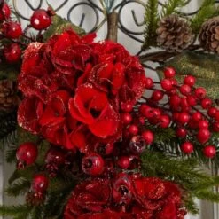 2.25ft. Christmas Hydrangea Teardrop Swag -Northlight Decor Store D292954S 14