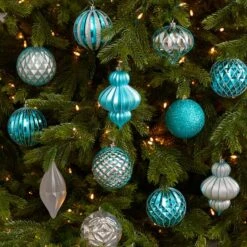 12ct. 4" Blue & Silver Shatterproof Luxe Ornament Set -Northlight Decor Store D322170S 4
