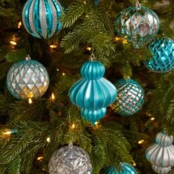 12ct. 4" Blue & Silver Shatterproof Luxe Ornament Set -Northlight Decor Store D322170S 5