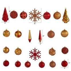 52ct. 6" Red & Gold Shatterproof Ornament Set -Northlight Decor Store D322171S 2