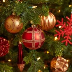 52ct. 6" Red & Gold Shatterproof Ornament Set -Northlight Decor Store D322171S 4