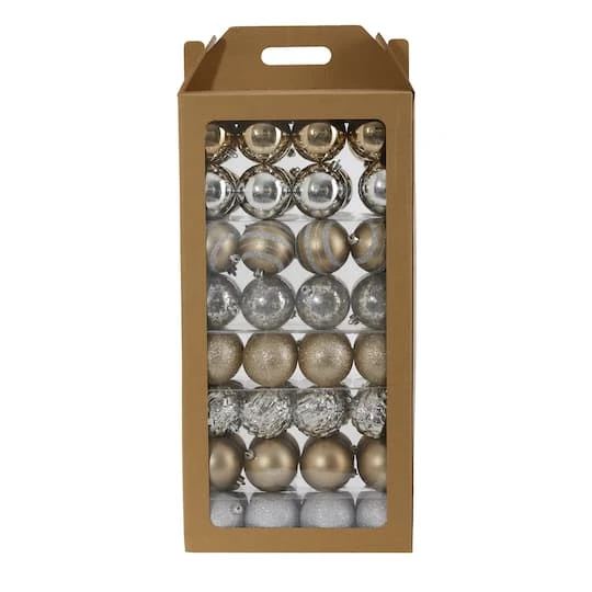 64ct. 3" Gold & Silver Shatterproof Ball Ornaments 1 64ct. 3" Gold & Silver Shatterproof Ball Ornaments