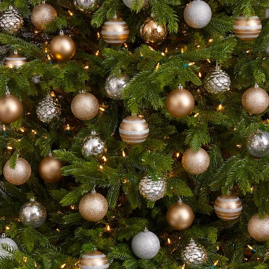 64ct. 3" Gold & Silver Shatterproof Ball Ornaments 5 64ct. 3" Gold & Silver Shatterproof Ball Ornaments - Image 5