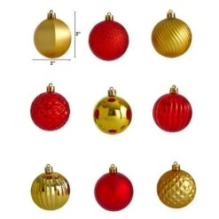 101ct. 2" Red & Gold Shatterproof Ball Ornaments -Northlight Decor Store D322174S 2
