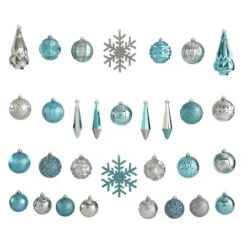 52ct. 6" Blue & Silver Shatterproof Ornament Set 9 52ct. 6" Blue & Silver Shatterproof Ornament Set -Northlight Decor Store D322175S 3