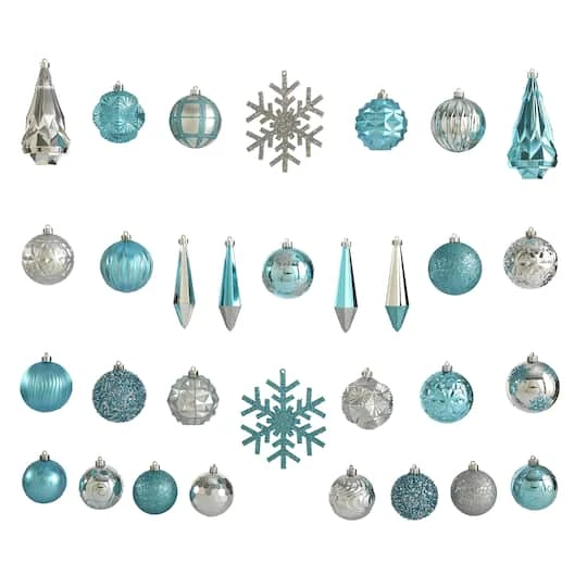 52ct. 6" Blue & Silver Shatterproof Ornament Set 4 52ct. 6" Blue & Silver Shatterproof Ornament Set - Image 4