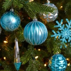 52ct. 6" Blue & Silver Shatterproof Ornament Set 10 52ct. 6" Blue & Silver Shatterproof Ornament Set -Northlight Decor Store D322175S 4