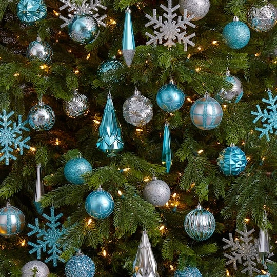 52ct. 6" Blue & Silver Shatterproof Ornament Set 6 52ct. 6" Blue & Silver Shatterproof Ornament Set - Image 6