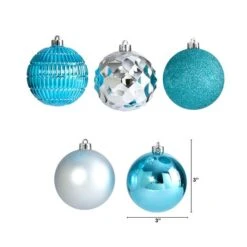 40ct. 3" Blue & Silver Shatterproof Ball Ornaments -Northlight Decor Store D322176S 2
