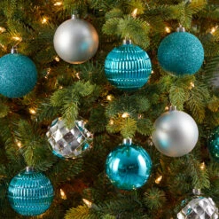 40ct. 3" Blue & Silver Shatterproof Ball Ornaments -Northlight Decor Store D322176S 5