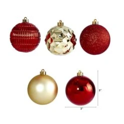 40ct. 3" Red & Gold Shatterproof Ball Ornaments -Northlight Decor Store D322177S 2