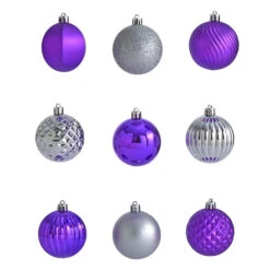 101ct. 2" Purple & Silver Shatterproof Ball Ornaments -Northlight Decor Store D322178S 3