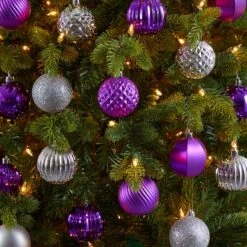 101ct. 2" Purple & Silver Shatterproof Ball Ornaments -Northlight Decor Store D322178S 4