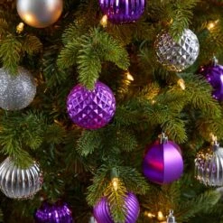 101ct. 2" Purple & Silver Shatterproof Ball Ornaments -Northlight Decor Store D322178S 5