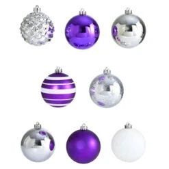 64ct. 3" Purple & Silver Shatterproof Ball Ornaments 9 64ct. 3" Purple & Silver Shatterproof Ball Ornaments -Northlight Decor Store D322179S 3