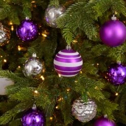 64ct. 3" Purple & Silver Shatterproof Ball Ornaments 11 64ct. 3" Purple & Silver Shatterproof Ball Ornaments -Northlight Decor Store D322179S 5
