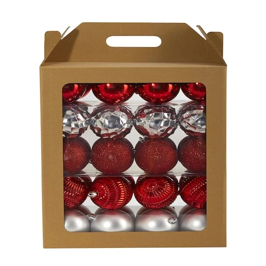 40ct. 3" Red & Silver Shatterproof Ball Ornaments 1 40ct. 3" Red & Silver Shatterproof Ball Ornaments
