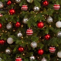 64ct. 3" Red & Silver Shatterproof Ball Ornaments -Northlight Decor Store D322181S 4