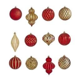 12ct. 4" Red & Gold Shatterproof Luxe Ornament Set -Northlight Decor Store D322186S 3