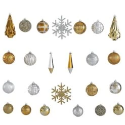 52ct. 6" Gold & Silver Shatterproof Ornament Set -Northlight Decor Store D322191S 3