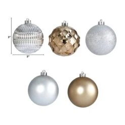 40ct. 3" Gold & Silver Shatterproof Ball Ornaments -Northlight Decor Store D322193S 2