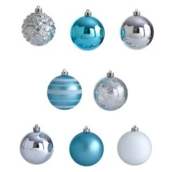64ct. 3" Blue & Silver Shatterproof Ball Ornaments -Northlight Decor Store D322195S 3