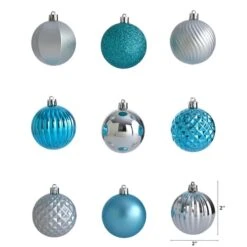 101ct. 2" Blue & Silver Shatterproof Ball Ornaments -Northlight Decor Store D322196S 2