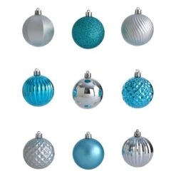 101ct. 2" Blue & Silver Shatterproof Ball Ornaments -Northlight Decor Store D322196S 3