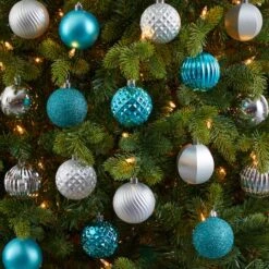 101ct. 2" Blue & Silver Shatterproof Ball Ornaments -Northlight Decor Store D322196S 4