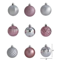 101ct. 2" Pink & Silver Shatterproof Ball Ornaments -Northlight Decor Store D322197S 2