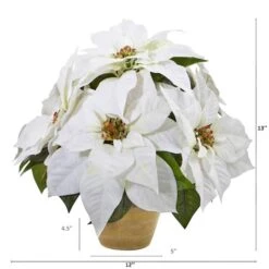 13" Poinsettia Arrangement In Ceramic Vase 5 13" Poinsettia Arrangement In Ceramic Vase -Northlight Decor Store D322287S 2
