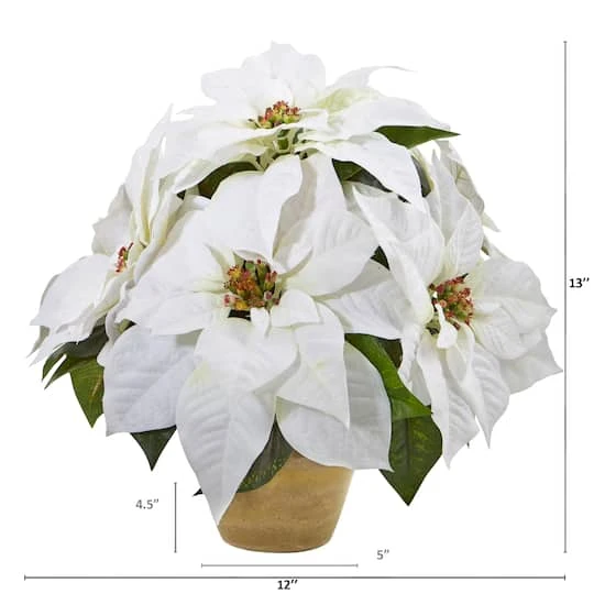 13" Poinsettia Arrangement In Ceramic Vase 3 13" Poinsettia Arrangement In Ceramic Vase - Image 3