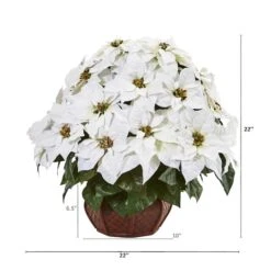 22" Poinsettia Arrangement In Decorative Planter -Northlight Decor Store D322307S 2