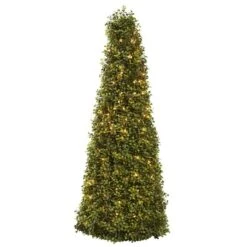 3t. Pre-Lit Boxwood Cone Artificial Christmas Tree, Clear Lights -Northlight Decor Store D322427S 1 1