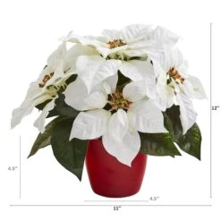12" Potted White Poinsettia Set -Northlight Decor Store D322502S 12