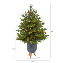 3.5ft. Pre-Lit North Carolina Fir Artificial Christmas Tree In Gray Planter With Stand, Clear Lights 10 3.5ft. Pre-Lit North Carolina Fir Artificial Christmas Tree In Gray Planter With Stand, Clear Lights -Northlight Decor Store D322712S 2