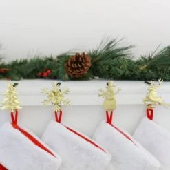 Original MantleClip® Gold Assorted Holiday Icons Stocking Holders, 4ct. -Northlight Decor Store D349364S 2