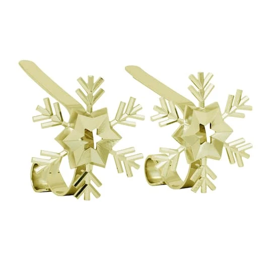 Original MantleClip® Gold Snowflake Icons Stocking Holders, 2ct. 2 Original MantleClip® Gold Snowflake Icons Stocking Holders, 2ct. - Image 2