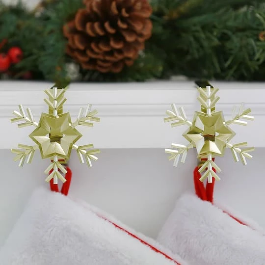 Original MantleClip® Gold Snowflake Icons Stocking Holders, 2ct. 3 Original MantleClip® Gold Snowflake Icons Stocking Holders, 2ct. - Image 3