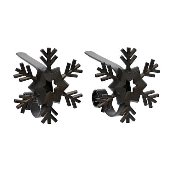 Haute Decor Matte Black Original MantleClips With Snowflake Icon, 2ct. 1 Haute Decor Matte Black Original MantleClips With Snowflake Icon, 2ct.