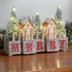 Haute Decor Lighted Merry Christmas Wood Blocks -Northlight Decor Store D349459S 2