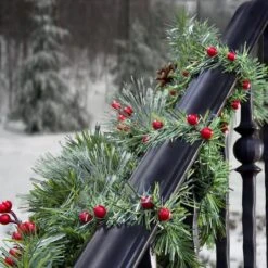 Haute Decor 14" Noble Pine With Berries GarlandTies™, 20ct. -Northlight Decor Store D349508S 2