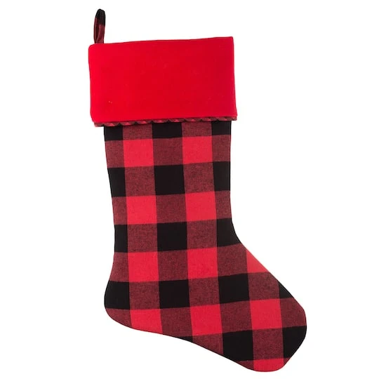 Haute Decor HangRight™ Red & Black Buffalo Check Christmas Stocking 1 Haute Decor HangRight™ Red & Black Buffalo Check Christmas Stocking