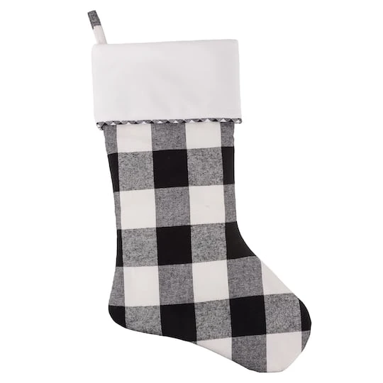 Haute Decor HangRight™ 20" Black & White Buffalo Check Stocking, 2ct. 1 Haute Decor HangRight™ 20" Black & White Buffalo Check Stocking, 2ct.