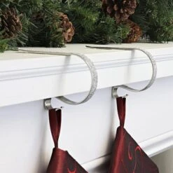 Original MantleClip® Silver Glitter Stocking Holders, 2ct. 5 Original MantleClip® Silver Glitter Stocking Holders, 2ct. -Northlight Decor Store D349579S 2