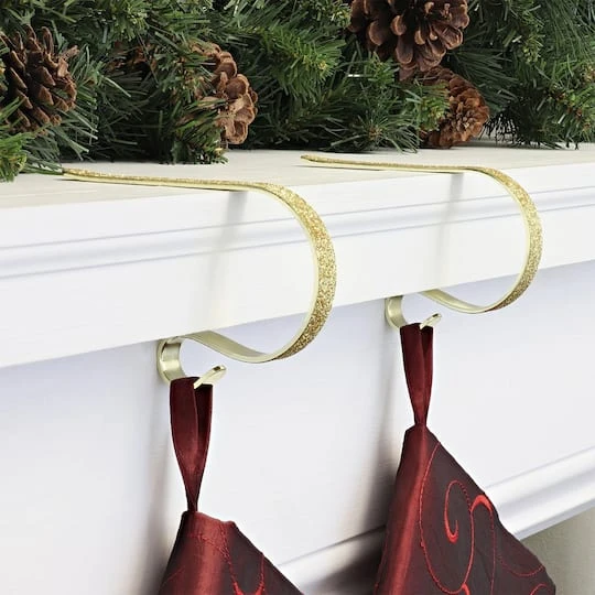 Original MantleClip® Gold Glitter Stocking Holders, 2ct. 3 Original MantleClip® Gold Glitter Stocking Holders, 2ct. - Image 3