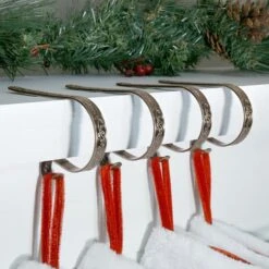 Original MantleClip® Holly Embossed Oil-Rubbed Bronze Stocking Holders, 4ct. -Northlight Decor Store D349590S 2