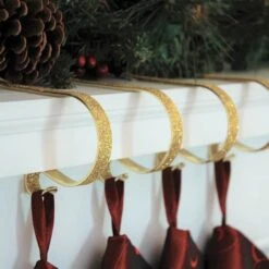 Original MantleClip® Gold Glitter Stocking Holders, 4ct. -Northlight Decor Store D349603S 2